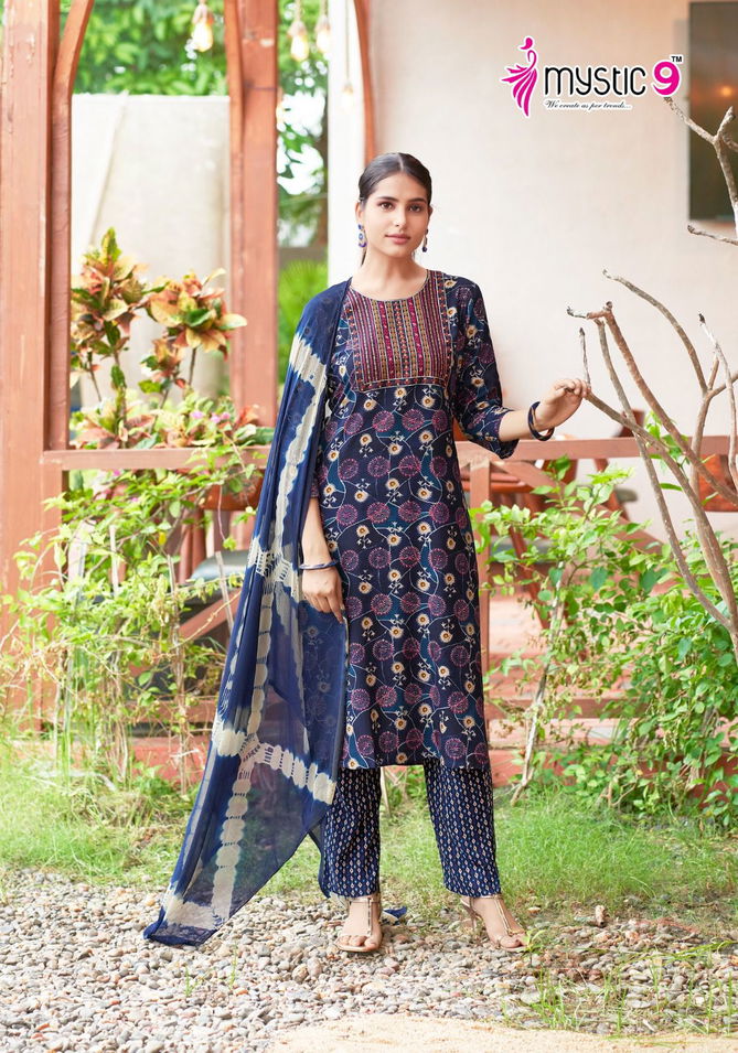 Suman Vol 1 By Mystic 9 Rayon Printed Kurti With Bottom Dupatta Wholesale Market In Surat
